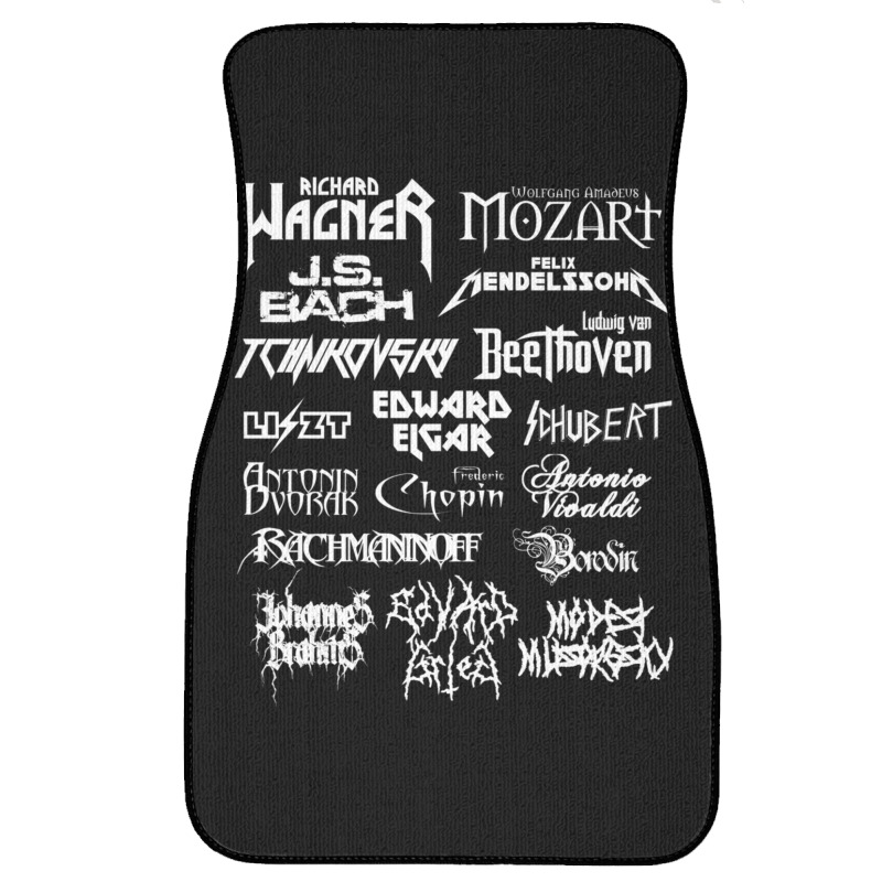 Heavy Metal Style Classical Composers (white Text) Front Car Mat by CoreyMartinPeters | Artistshot