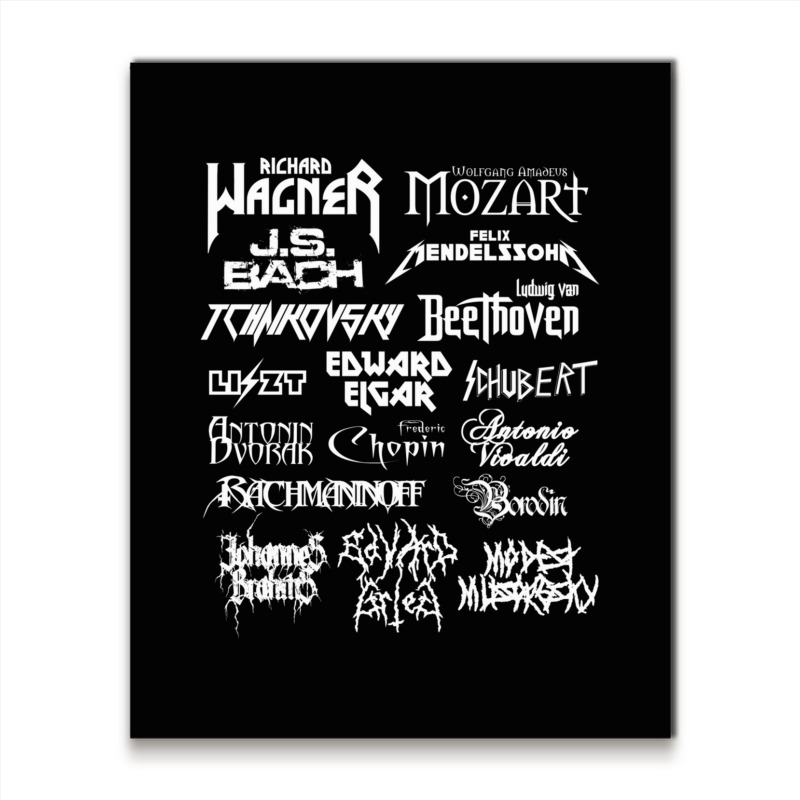 Heavy Metal Style Classical Composers (white Text) Metal Print Vertical by CoreyMartinPeters | Artistshot