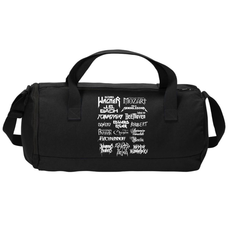 Heavy Metal Style Classical Composers (white Text) Duffel Bag by CoreyMartinPeters | Artistshot