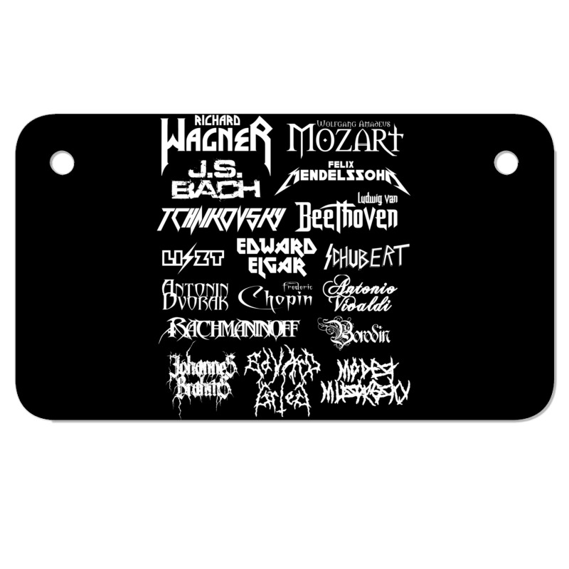 Heavy Metal Style Classical Composers (white Text) Motorcycle License Plate by CoreyMartinPeters | Artistshot