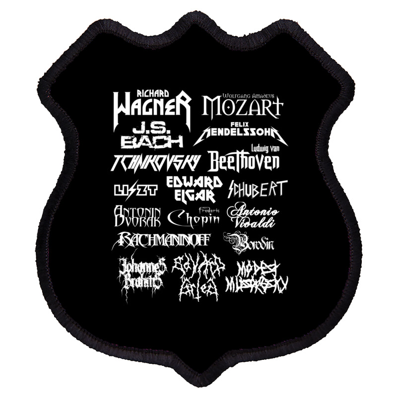 Heavy Metal Style Classical Composers (white Text) Shield Patch by CoreyMartinPeters | Artistshot