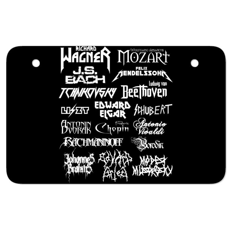 Heavy Metal Style Classical Composers (white Text) ATV License Plate by CoreyMartinPeters | Artistshot