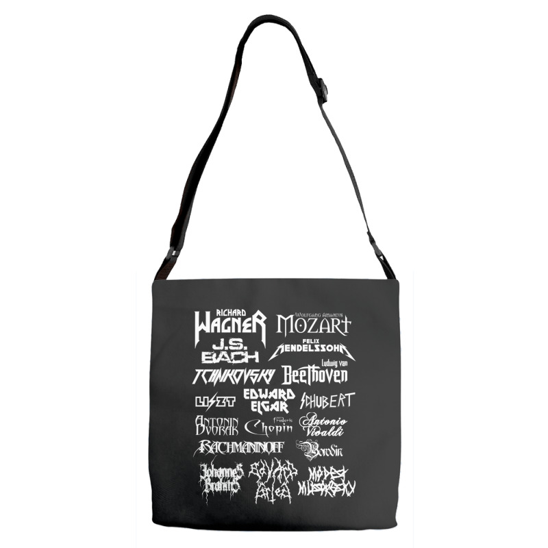 Heavy Metal Style Classical Composers (white Text) Adjustable Strap Totes by CoreyMartinPeters | Artistshot