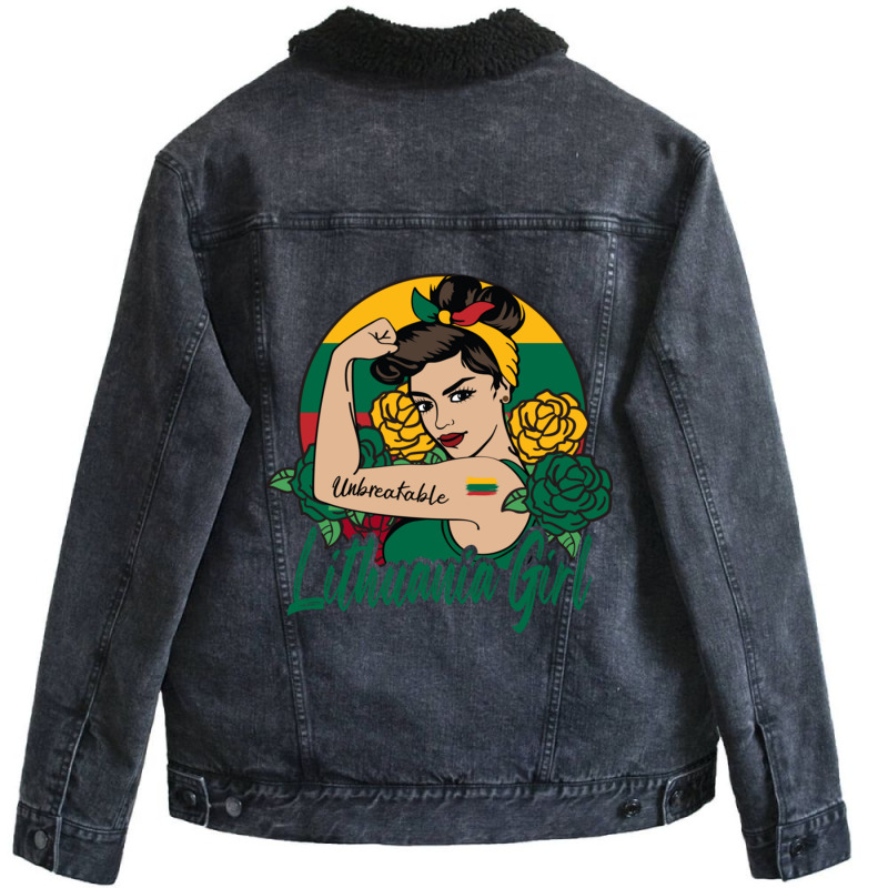 Lithuanian Girl Lithuania Woman Lithuanians Flag P Unisex Sherpa-lined Denim Jacket | Artistshot