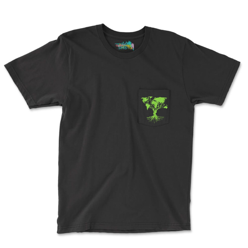 Earth Day 2023 Cute World Map Tree Pro Environment Pocket T-shirt | Artistshot