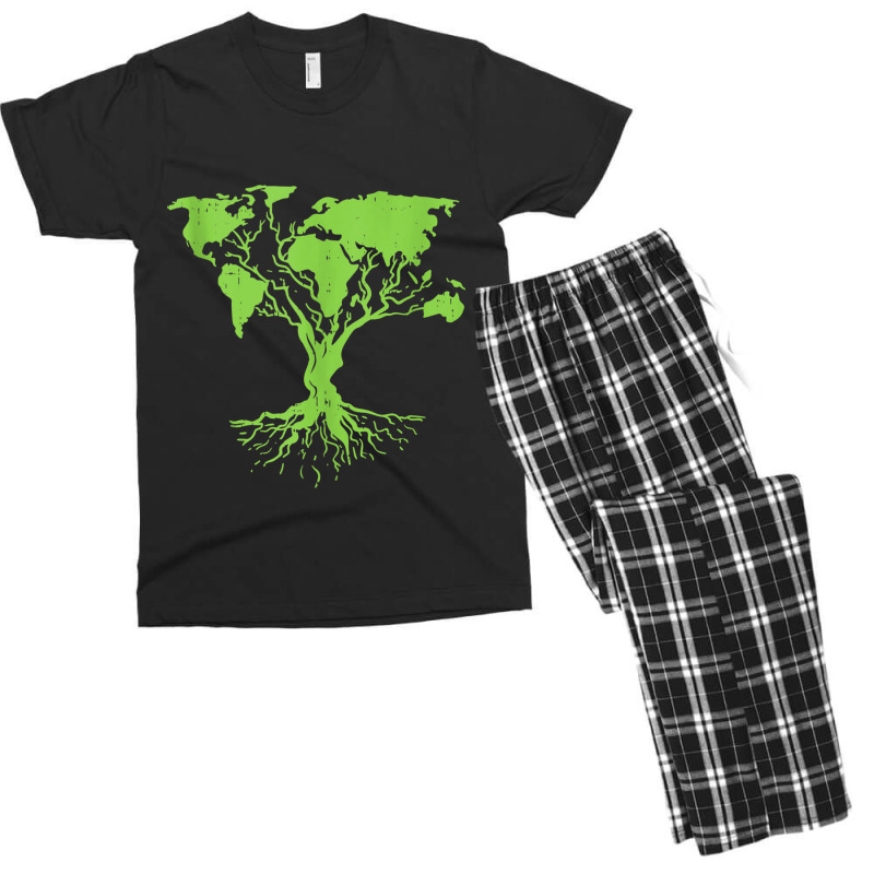 Earth Day 2023 Cute World Map Tree Pro Environment Men's T-shirt Pajama Set | Artistshot