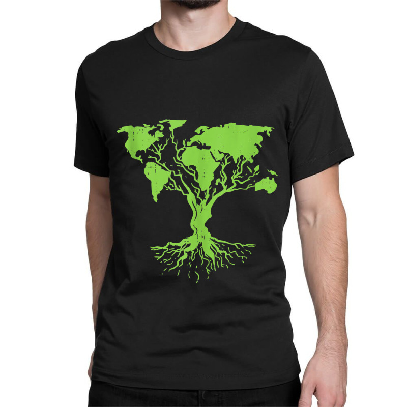 Earth Day 2023 Cute World Map Tree Pro Environment Classic T-shirt | Artistshot