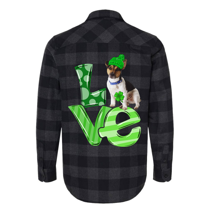 Love Rat Terrier Dog Shamrock Leaf St Patrick Day Flannel Shirt | Artistshot