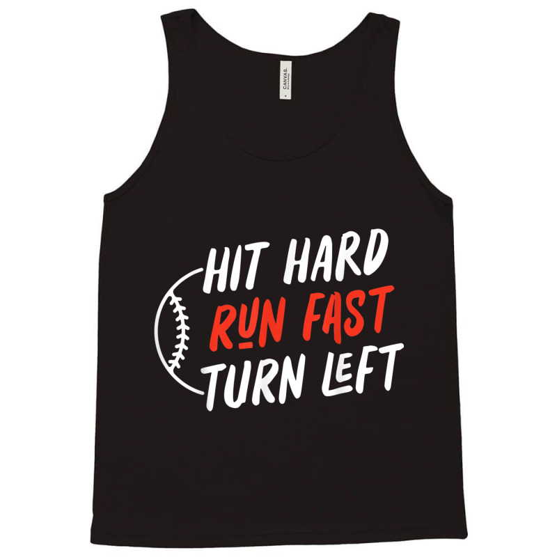 Boys Baseball Hit Hard Run Fast Turn Left Baseball Tank Top | Artistshot