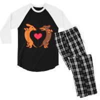 Dachshund Dogs Heart Wiener Valentines Day Men Wom Men's 3/4 Sleeve Pajama Set | Artistshot