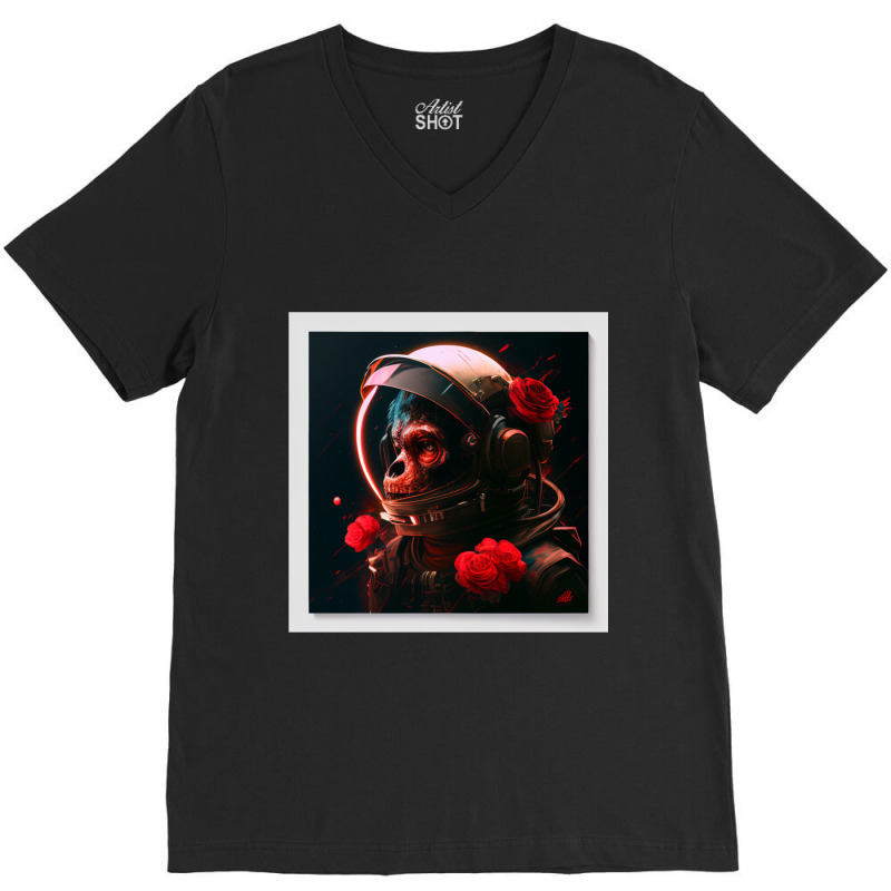 Embark On A Cosmic Adventure With The Monkey In Ou V-neck Tee | Artistshot