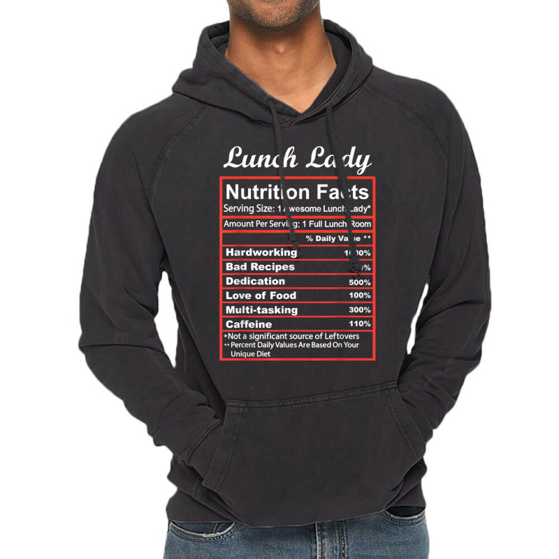 Funny Lunch Lady Nutrition Facts School Cafeteria Vintage Hoodie | Artistshot