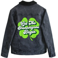 Groovy St Patricks Day Let The Shenanigans Begin W Unisex Sherpa-lined Denim Jacket | Artistshot