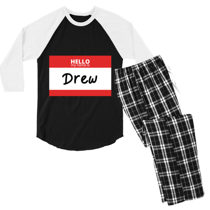 Hello My Name Is Drew Pullover Hoodie Men's 3/4 Sleeve Pajama Set | Artistshot