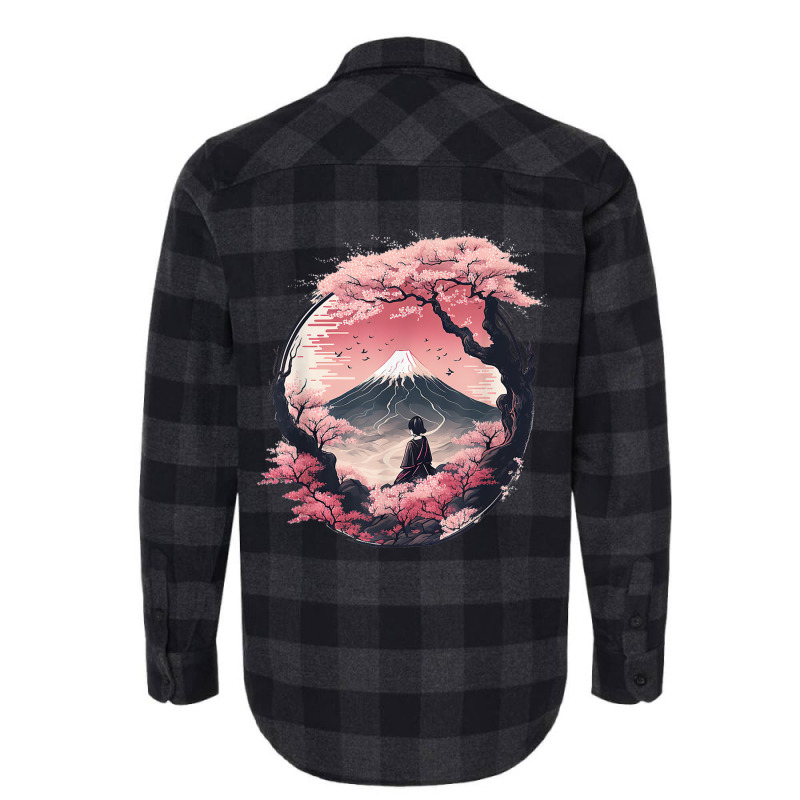 Mount Fuji Cherry Blossoms Geisha Japanese Garden Flannel Shirt | Artistshot