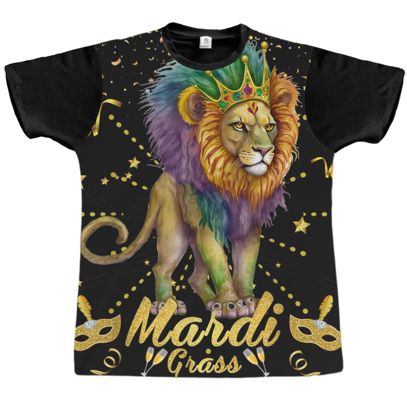 Funny Mardi Gras Roars With The King Of The Jungle Graphic T-shirt | Artistshot