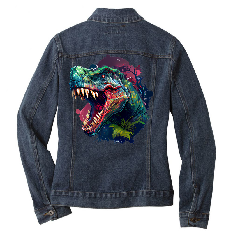 Dinosaurus Angry Ladies Denim Jacket by Tobiasoey18 | Artistshot