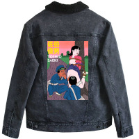 Toshio Saeki Girl And Tree Unisex Sherpa-lined Denim Jacket | Artistshot