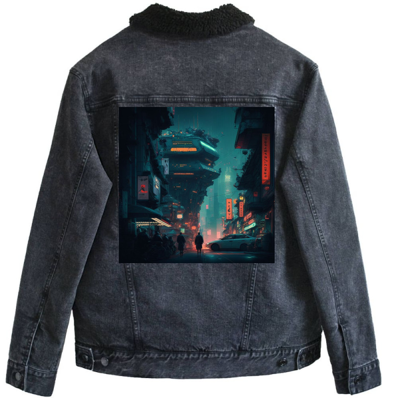 Architecture Design V Unisex Sherpa-Lined Denim Jacket by Haven Treasures | Artistshot