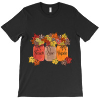 Teach Love Inspire Fall Teacher Thankful Floral Au T-shirt | Artistshot