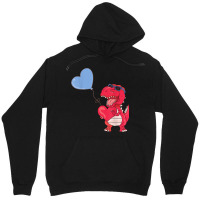 Dinosaur With Heart Balloon Valentines Day Love Bo Unisex Hoodie | Artistshot