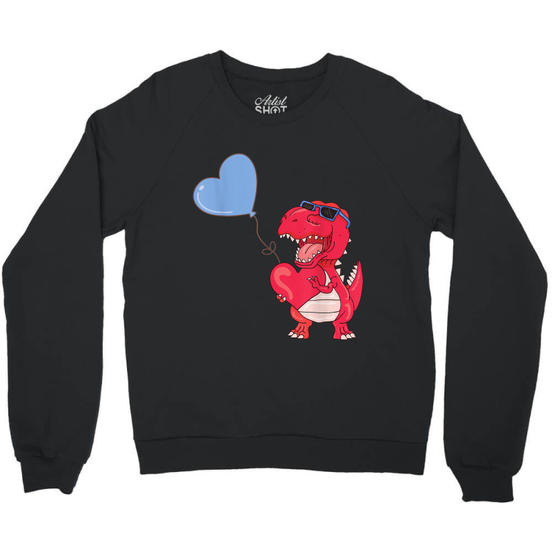 Dinosaur With Heart Balloon Valentines Day Love Bo Crewneck Sweatshirt | Artistshot