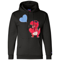 Dinosaur With Heart Balloon Valentines Day Love Bo Champion Hoodie | Artistshot