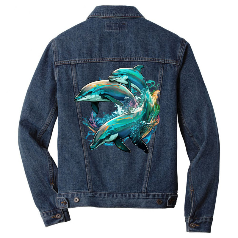 Dolphins Crush Men Denim Jacket by ZoritaStrong290 | Artistshot