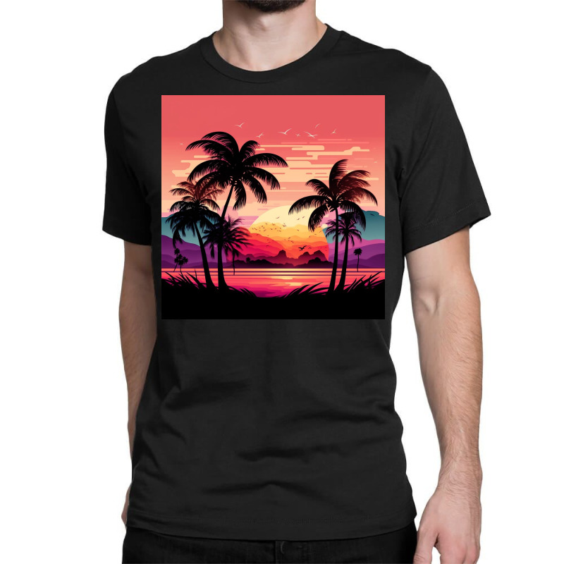 Bird At Beach Sunset Classic T-shirt by Haven Treasures | Artistshot