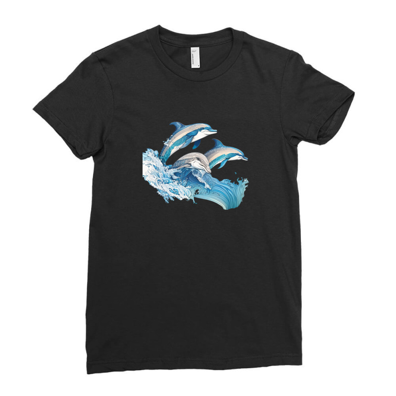 Ocean Sea Water Dolphins Ladies Fitted T-Shirt by ZacharyChan10 | Artistshot