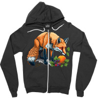 Fox Eating Fruit Zipper Hoodie | Artistshot