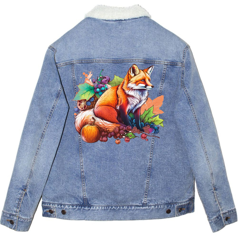 Fox Fruit Unisex Sherpa-Lined Denim Jacket by ZoritaStrong290 | Artistshot