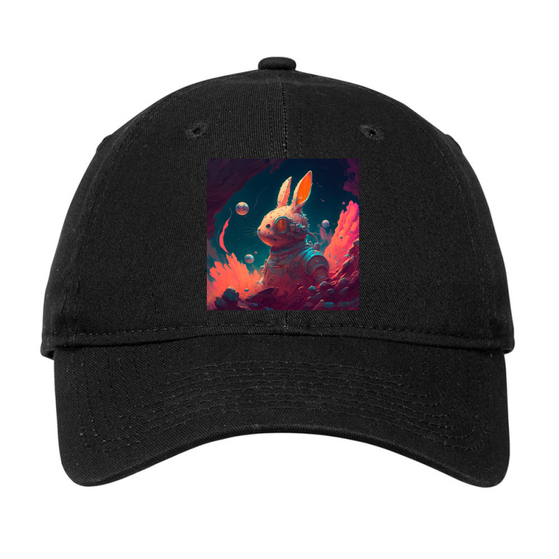 Rabbit Monster In The Moon Adjustable Cap by Creative Corner | Artistshot