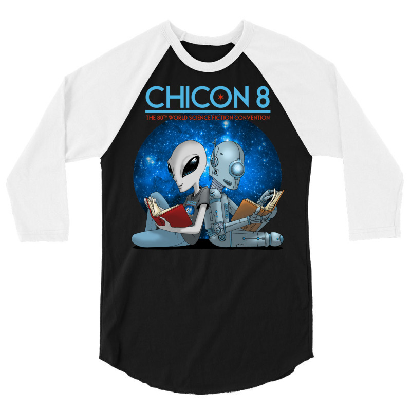 Chicon 8 Alien And Robot Reading 3/4 Sleeve Shirt by CynthiaTheresaWhite | Artistshot