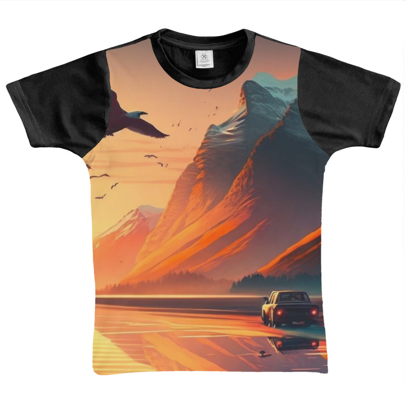 Bird Flying Over Mountains Sunrise Graphic Youth T-shirt by Haven Treasures | Artistshot