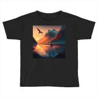 Bird Flying Over Mountains Sunrise Toddler T-shirt | Artistshot