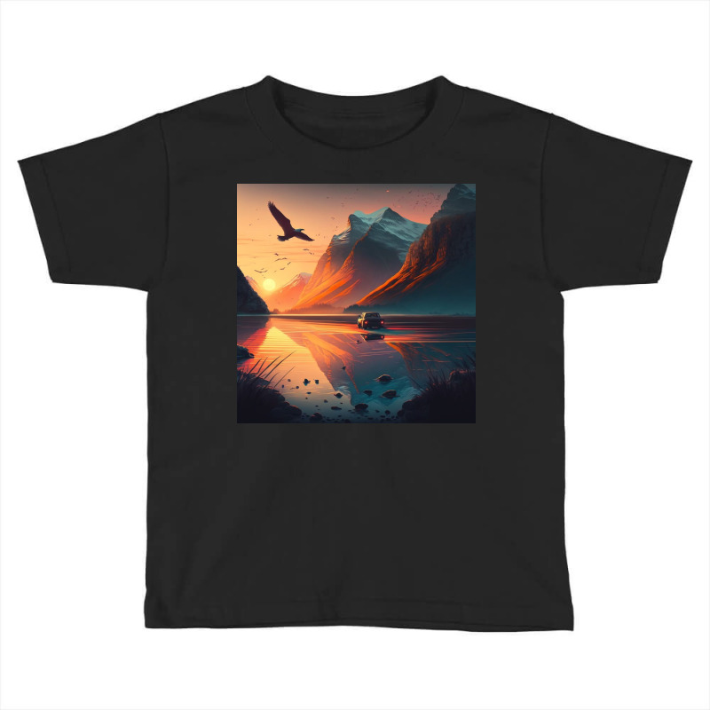 Bird Flying Over Mountains Sunrise Toddler T-shirt by Haven Treasures | Artistshot