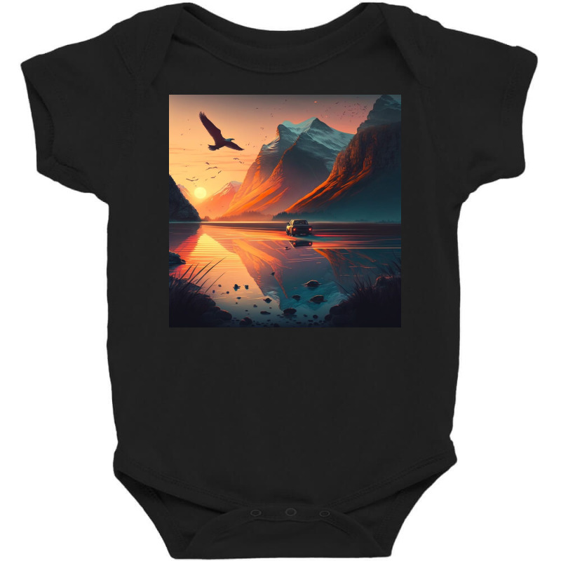 Bird Flying Over Mountains Sunrise Baby Bodysuit by Haven Treasures | Artistshot