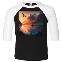 Bird Flying Over Mountains Sunrise Toddler 3/4 Sleeve Tee | Artistshot