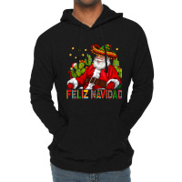 Feliz Navidad Santa With Cactus Lightweight Hoodie | Artistshot