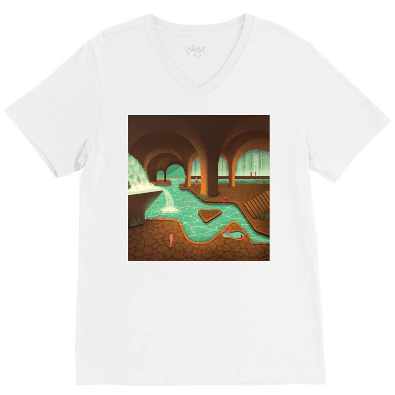 Secret Thermal Baths V-Neck Tee by loraineseria | Artistshot