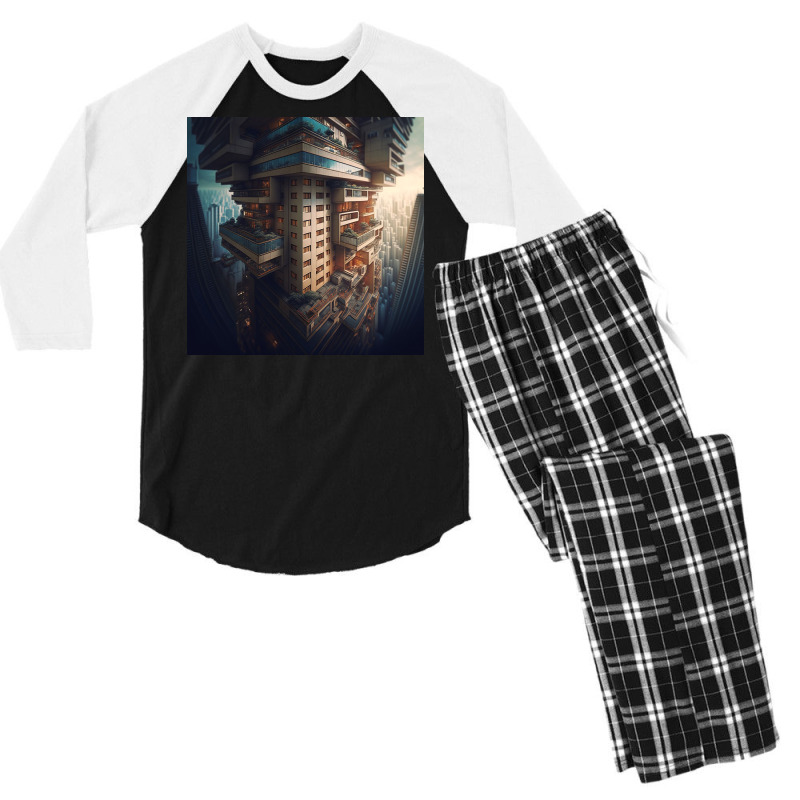 Top Skyscaper Cities Men's 3/4 Sleeve Pajama Set | Artistshot