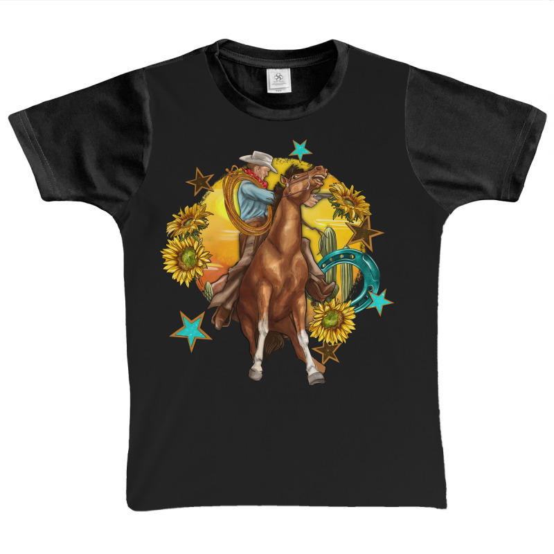 Bucking Horse With Cowboy And Sunflower Graphic Youth T-shirt by enoddigitalart@gmail.com | Artistshot