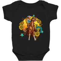 Bucking Horse With Cowboy And Sunflower Baby Bodysuit | Artistshot