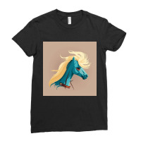 Smiling Blue Horse Design Ladies Fitted T-shirt | Artistshot