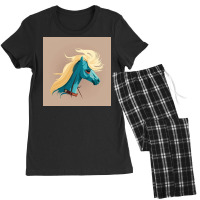 Smiling Blue Horse Design Women's Pajamas Set | Artistshot