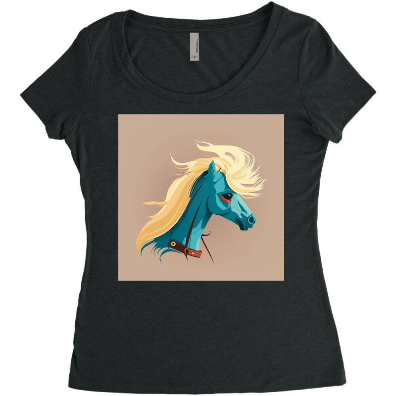 Smiling Blue Horse Design Women's Triblend Scoop T-shirt by Creative Corner | Artistshot