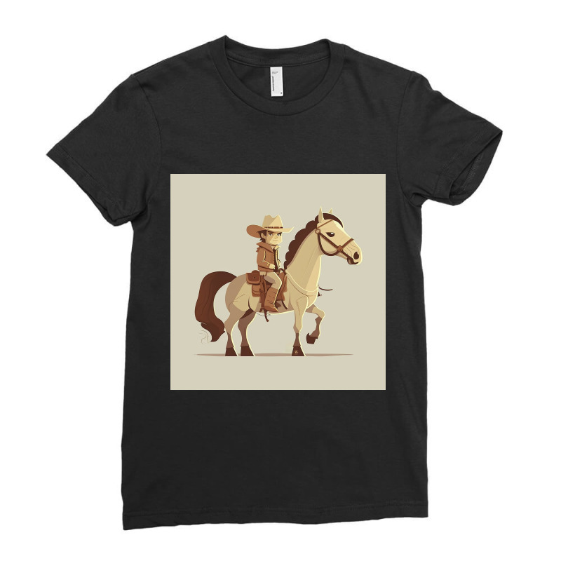 Potrait Of Man Riding Horse Ladies Fitted T-Shirt by TheDol | Artistshot