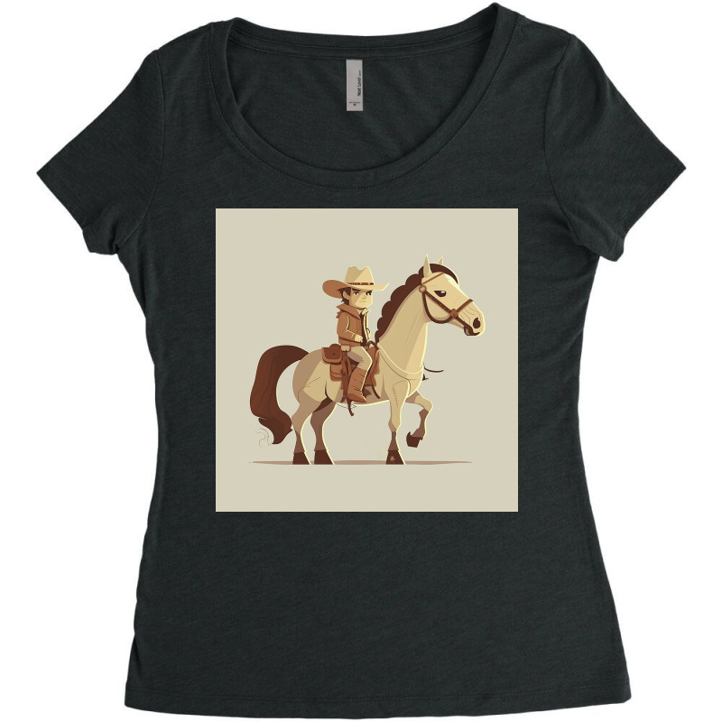 Potrait Of Man Riding Horse Women's Triblend Scoop T-shirt by TheDol | Artistshot