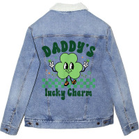 Daddy's Lucky Charm St. Patrick's Day Kids Boy Gir Unisex Sherpa-lined Denim Jacket | Artistshot